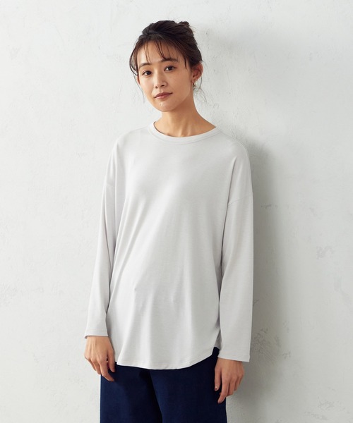 COMME CA ISM(コムサイズム)の「スリット入り 長袖Tシャツ(Tシャツ/カットソー・レディース・ホワイト/ライトグレー・MEDIUM/LARGE)」の5枚目の写真