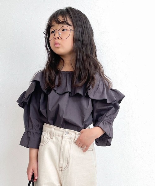 CIAOPANIC TYPY(チャオパニックティピー)の「【KIDS】indiaフリルブラウス(シャツ/ブラウス・キッズ・チャコールグレー/イエロー/レッド・SMALL/MEDIUM/LARGE/X-LARGE/XX-LARGE)」の1枚目の写真