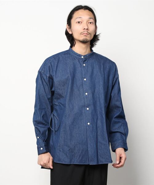 Toironier（トワロニエ）の「Toironier/トワロニエ/Denim Mao Shirt/デニムマオカラーシャツ（シャツ/ブラウス・メンズ・インディゴブルー・FREE）」の3枚目の写真