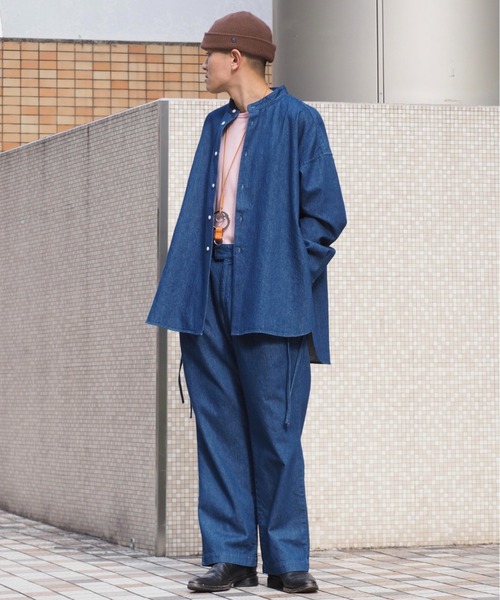 Toironier（トワロニエ）の「Toironier/トワロニエ/Denim Mao Shirt/デニムマオカラーシャツ（シャツ/ブラウス・メンズ・インディゴブルー・FREE）」の6枚目の写真