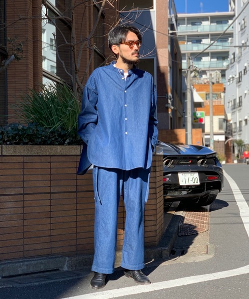Toironier（トワロニエ）の「Toironier/トワロニエ/Denim Mao Shirt/デニムマオカラーシャツ（シャツ/ブラウス・メンズ・インディゴブルー・FREE）」の7枚目の写真