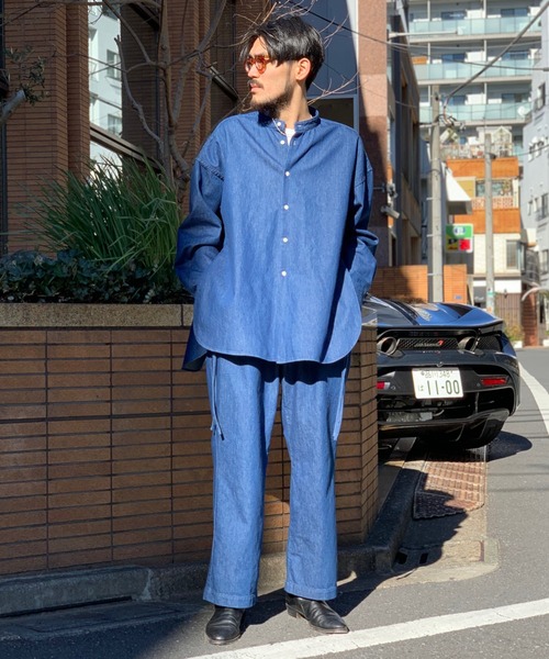 Toironier（トワロニエ）の「Toironier/トワロニエ/Denim Mao Shirt/デニムマオカラーシャツ（シャツ/ブラウス・メンズ・インディゴブルー・FREE）」の8枚目の写真