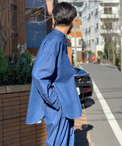Toironier（トワロニエ）の「Toironier/トワロニエ/Denim Mao Shirt/デニムマオカラーシャツ（シャツ/ブラウス・メンズ・インディゴブルー・FREE）」の10枚目の写真
