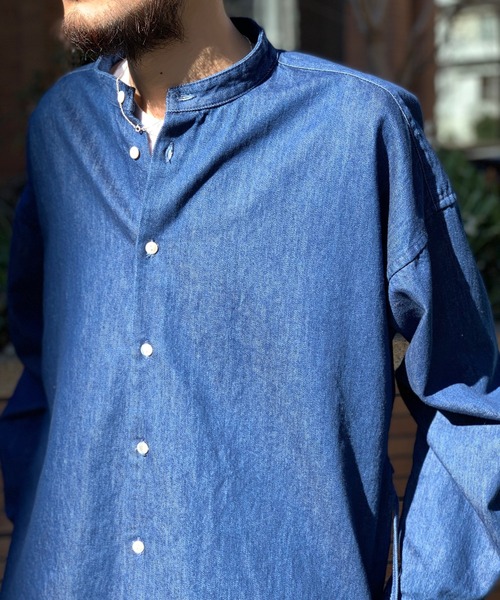 Toironier（トワロニエ）の「Toironier/トワロニエ/Denim Mao Shirt/デニムマオカラーシャツ（シャツ/ブラウス・メンズ・インディゴブルー・FREE）」の11枚目の写真