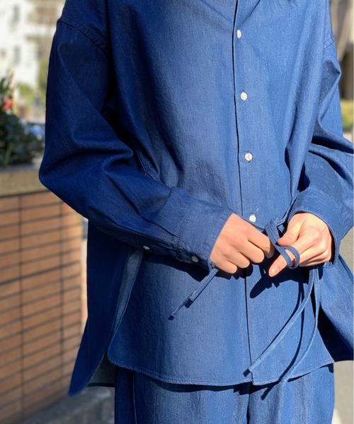 Toironier（トワロニエ）の「Toironier/トワロニエ/Denim Mao Shirt/デニムマオカラーシャツ（シャツ/ブラウス・メンズ・インディゴブルー・FREE）」の13枚目の写真