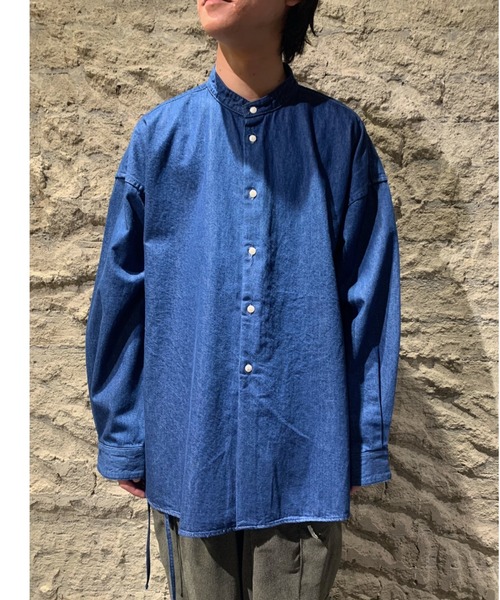 Toironier（トワロニエ）の「Toironier/トワロニエ/Denim Mao Shirt/デニムマオカラーシャツ（シャツ/ブラウス・メンズ・インディゴブルー・FREE）」の15枚目の写真