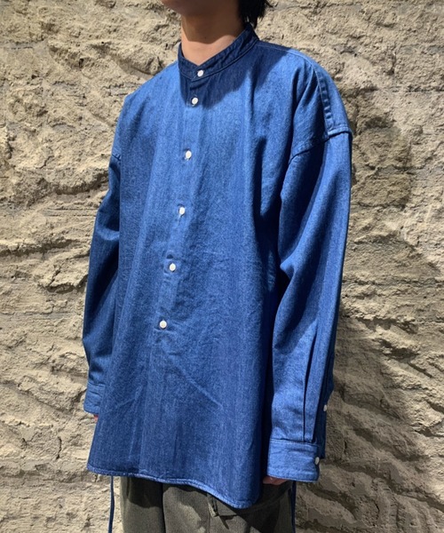 Toironier（トワロニエ）の「Toironier/トワロニエ/Denim Mao Shirt/デニムマオカラーシャツ（シャツ/ブラウス・メンズ・インディゴブルー・FREE）」の16枚目の写真