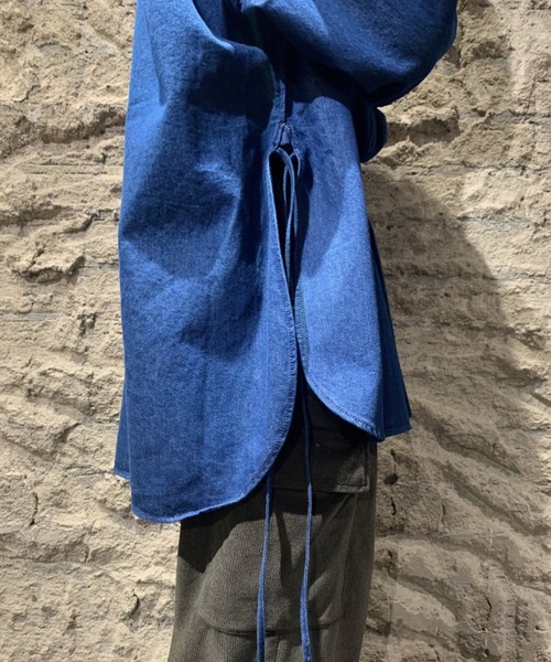 Toironier（トワロニエ）の「Toironier/トワロニエ/Denim Mao Shirt/デニムマオカラーシャツ（シャツ/ブラウス・メンズ・インディゴブルー・FREE）」の17枚目の写真