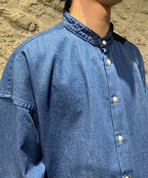 Toironier（トワロニエ）の「Toironier/トワロニエ/Denim Mao Shirt/デニムマオカラーシャツ（シャツ/ブラウス・メンズ・インディゴブルー・FREE）」の19枚目の写真