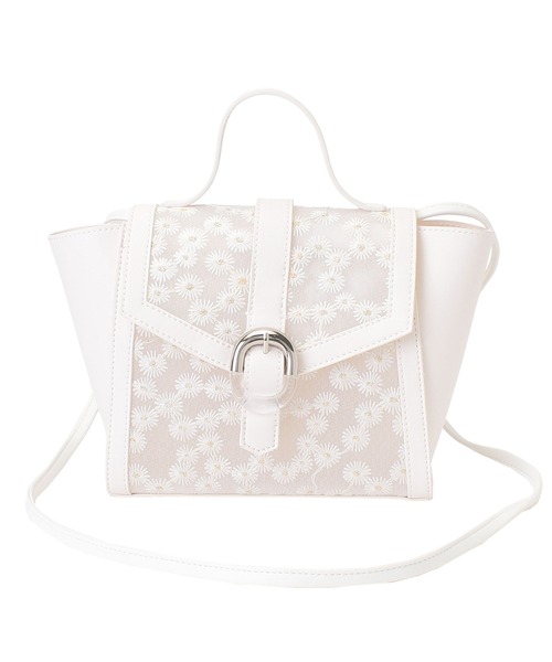 LITTLE ACCESSORIES（リトルアクセサリーズ）の「チュール素材の花柄刺繍の軽量2WAYショルダーバッグ（ショルダーバッグ・レディース・イエロー/ブルー/ベージュ/ホワイト・フリー）」の7枚目の写真