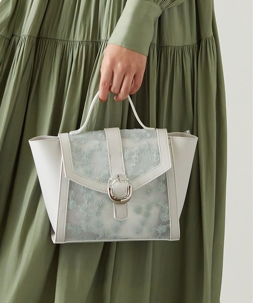 LITTLE ACCESSORIES（リトルアクセサリーズ）の「チュール素材の花柄刺繍の軽量2WAYショルダーバッグ（ショルダーバッグ・レディース・イエロー/ブルー/ベージュ/ホワイト・フリー）」の18枚目の写真