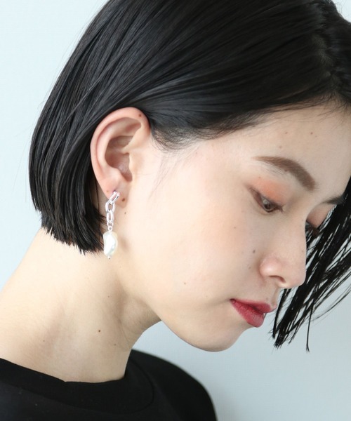 HARE（ハレ）の「チェーンアシメパールピアス(HARE)（ピアス（両耳用）・レディース・シルバー/ゴールド・FREE）」の12枚目の写真