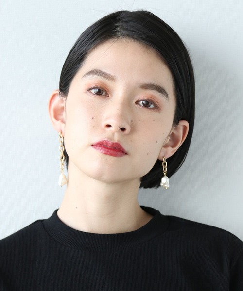 HARE（ハレ）の「チェーンアシメパールピアス(HARE)（ピアス（両耳用）・レディース・シルバー/ゴールド・FREE）」の11枚目の写真