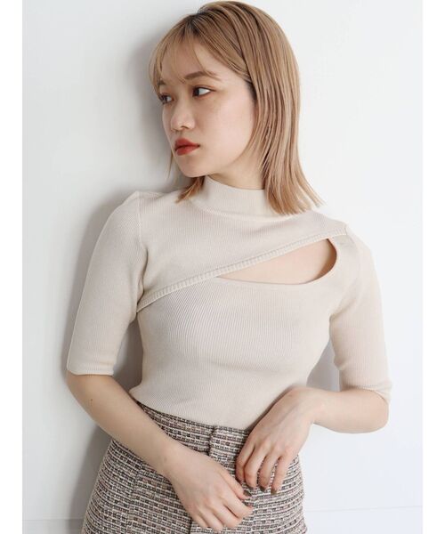 MURUA(ムルーア)の「変形ネックハーフニット(ニット/セーター・レディース・アイボリー/ブラック/ネイビー/ベージュ・FREE)」の6枚目の写真