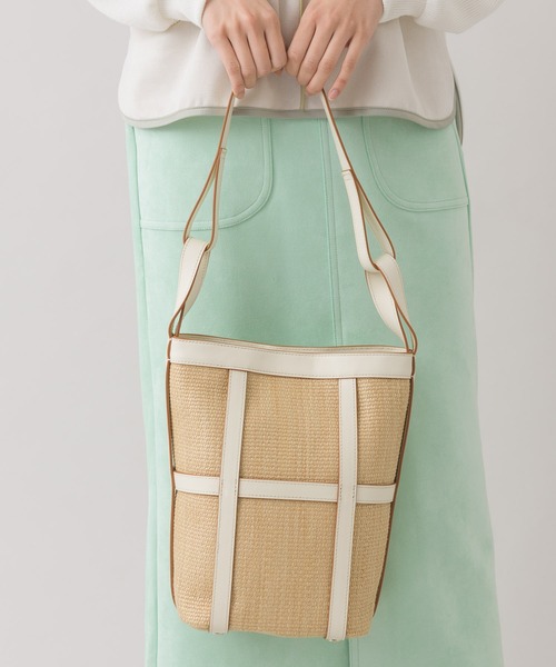 story.（ストーリー）の「story. レザーテープ雑材バッグ（かごバッグ・レディース・ホワイト/ブラック・FREE）」の2枚目の写真