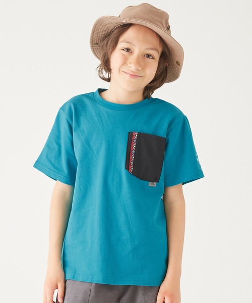 KRIFF MAYER Kid's Collection（クリフメイヤーキッズコレクション）の「さらのびポケTEE（Tシャツ/カットソー・キッズ・オフホワイト/カーキ/ターコイズブルー/カラフル/チャコール・120/130/140/150/160/170）」の4枚目の写真