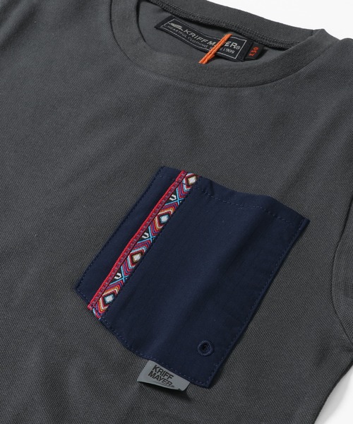 KRIFF MAYER Kid's Collection（クリフメイヤーキッズコレクション）の「さらのびポケTEE（Tシャツ/カットソー・キッズ・オフホワイト/カーキ/ターコイズブルー/カラフル/チャコール・120/130/140/150/160/170）」の9枚目の写真