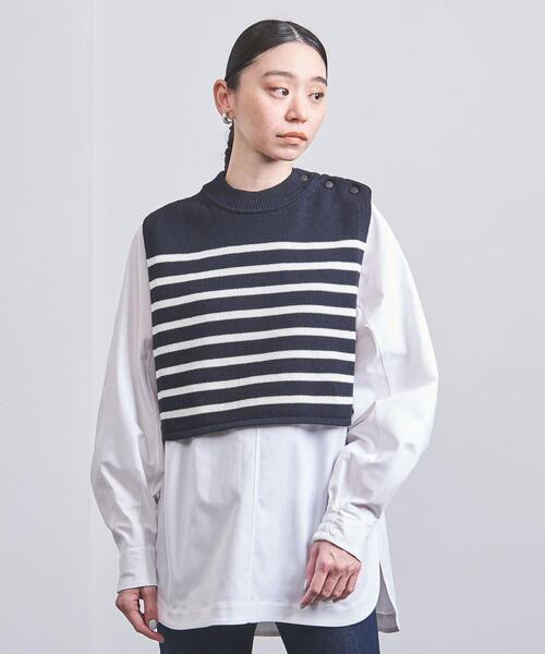 HYKE(ハイク)の「<HYKE(ハイク)>STRIPED CROP ニット ■■■(ニット/セーター・レディース・ネイビー・FREE)」の2枚目の写真