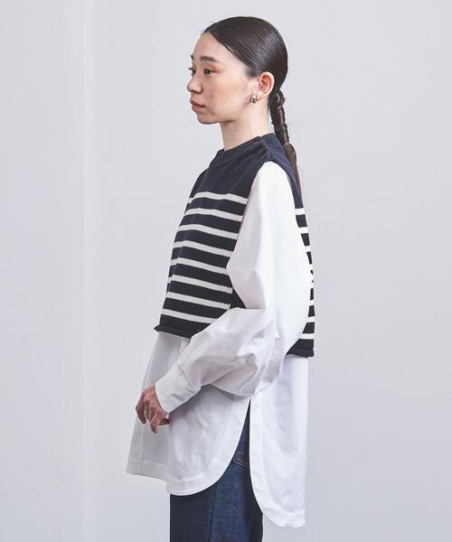 HYKE(ハイク)の「<HYKE(ハイク)>STRIPED CROP ニット ■■■(ニット/セーター・レディース・ネイビー・FREE)」の3枚目の写真