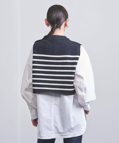 HYKE(ハイク)の「<HYKE(ハイク)>STRIPED CROP ニット ■■■(ニット/セーター・レディース・ネイビー・FREE)」の4枚目の写真