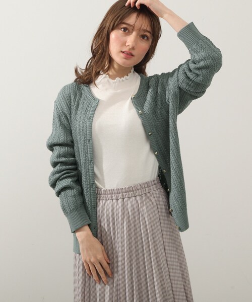 DRESKIP(ドレスキップ)の「◆麻タッチミニケ-ブルニットカーディガン(カーディガン/ボレロ・レディース・ライトグレー/ライトブルー/アイボリー・02/03/04)」の1枚目の写真