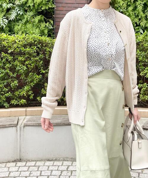 DRESKIP(ドレスキップ)の「◆麻タッチミニケ-ブルニットカーディガン(カーディガン/ボレロ・レディース・ライトグレー/ライトブルー/アイボリー・02/03/04)」の4枚目の写真
