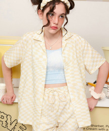 KIRSH TONE ON TONE CHERRY CHECK PATTERN SHIRT KH/キルシーチェリーチェックパターン半袖シャツ