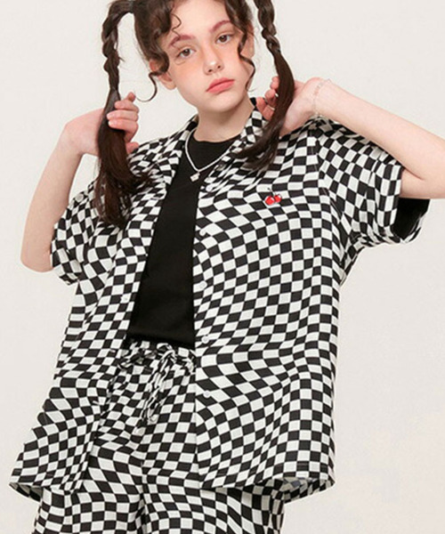 ブラウス シャツ KIRSH TONE ON TONE CHERRY CHECK PATTERN SHIRT KH/キルシーチェリーチェックパターン半 ブラウス シャツ KIRSH TONE ON CHERRY CHECK PATTERN SHIRT KH