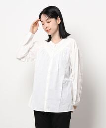 Samansa Mos2 | 刺繍×カットドビー切替ブラウス(シャツ/ブラウス)