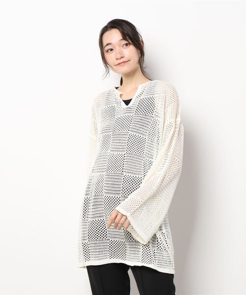 スタイルブロック STYLEBLOCK ロゴ刺繍ニットプルオーバー （アイボリー） moment+｜6Gコードロゴ刺繍ニットプルオーバー | Rakuten