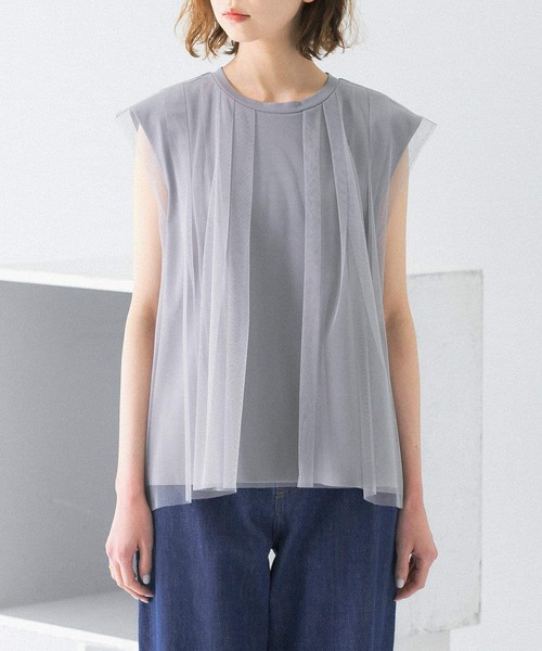 URBAN RESEARCH ROSSO（アーバンリサーチロッソ）の「メッシュレイヤードカットソー（Tシャツ/カットソー・レディース・ネイビー/グレー/オフホワイト・FREE）」の11枚目の写真