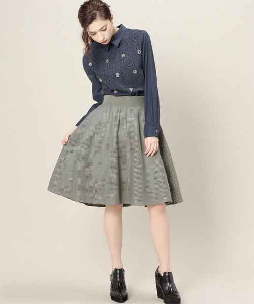 ROSE BUD（ローズバッド）の「(P.P)フレア スカート（スカート・レディース・ホワイト/ブラック/オリーブ・ONE SIZE）」の13枚目の写真