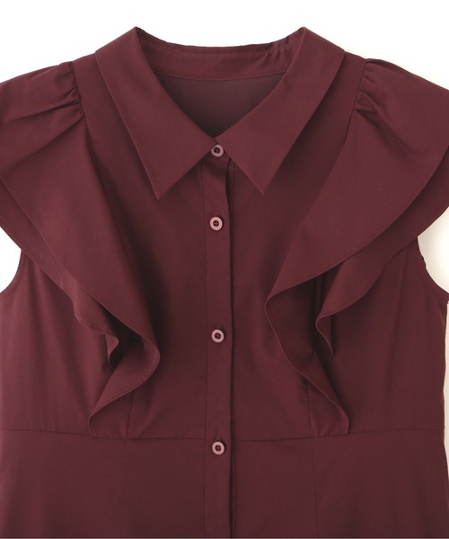PROPORTION BODY DRESSING（プロポーションボディドレッシング）の「ラッフルシャツワンピース / 1212140512（ワンピース・レディース・ブルー/ブラウン系その他/ボルドー・SMALL/X-SMALL/MEDIUM）」の21枚目の写真