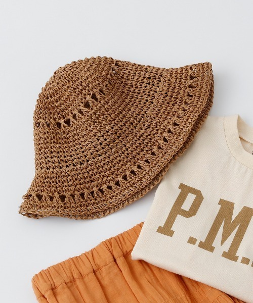 CIAOPANIC TYPY（チャオパニックティピー）の「【KIDS】ペーパー透かし編みハット（ハット・キッズ・ベージュ/ブラウン・ONE SIZE）」の2枚目の写真