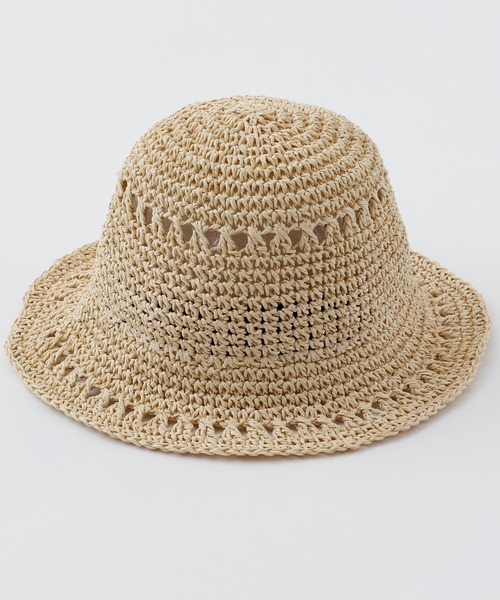CIAOPANIC TYPY（チャオパニックティピー）の「【KIDS】ペーパー透かし編みハット（ハット・キッズ・ベージュ/ブラウン・ONE SIZE）」の6枚目の写真
