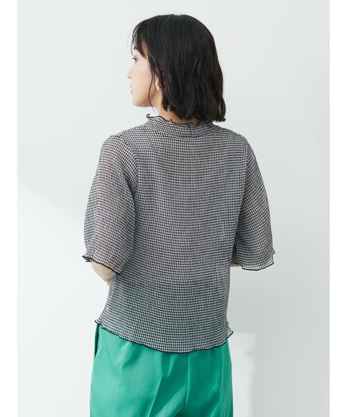 Green　Parks（グリーンパークス）の「・ELENCARE DUE ギンガムプルオーバー（Tシャツ/カットソー・レディース・ブラック/ベージュ/サックスブルー/グレー・FREE）」の10枚目の写真