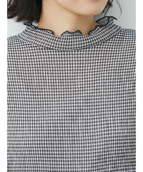 Green　Parks（グリーンパークス）の「・ELENCARE DUE ギンガムプルオーバー（Tシャツ/カットソー・レディース・ブラック/ベージュ/サックスブルー/グレー・FREE）」の11枚目の写真