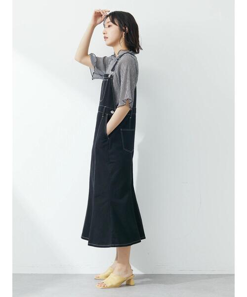 Green　Parks（グリーンパークス）の「・ELENCARE DUE ギンガムプルオーバー（Tシャツ/カットソー・レディース・ブラック/ベージュ/サックスブルー/グレー・FREE）」の15枚目の写真