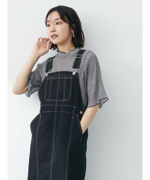 Green　Parks（グリーンパークス）の「・ELENCARE DUE ギンガムプルオーバー（Tシャツ/カットソー・レディース・ブラック/ベージュ/サックスブルー/グレー・FREE）」の17枚目の写真