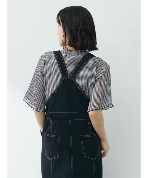 Green　Parks（グリーンパークス）の「・ELENCARE DUE ギンガムプルオーバー（Tシャツ/カットソー・レディース・ブラック/ベージュ/サックスブルー/グレー・FREE）」の19枚目の写真