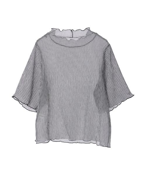 Green　Parks（グリーンパークス）の「・ELENCARE DUE ギンガムプルオーバー（Tシャツ/カットソー・レディース・ブラック/ベージュ/サックスブルー/グレー・FREE）」の21枚目の写真