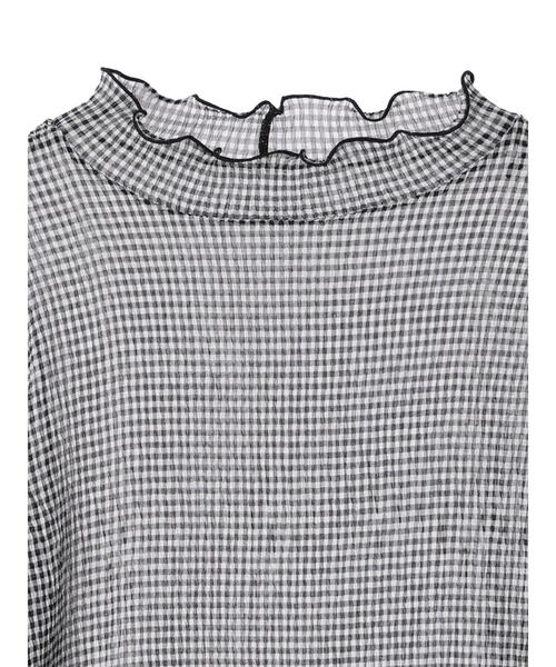 Green　Parks（グリーンパークス）の「・ELENCARE DUE ギンガムプルオーバー（Tシャツ/カットソー・レディース・ブラック/ベージュ/サックスブルー/グレー・FREE）」の22枚目の写真