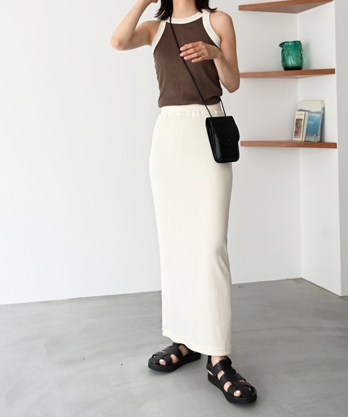 CANAL JEAN（キャナルジーン）の「RED CHOP WORKS(レッドチョップワークス) リブペンシルスカート（スカート・レディース・ブラック/オフホワイト・38）」の6枚目の写真