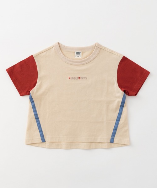 RUGGEDWORKS(ラゲッドワークス)の「テープ使い半袖TEE(Tシャツ/カットソー・キッズ・チャコール/アイボリー・150/90/130/100/120/110/140)」の4枚目の写真