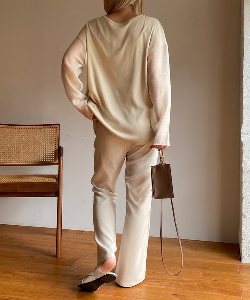 CAPRICIEUX LE'MAGE（カプリシューレマージュ）の「シアースリーブリブＴシャツ（Tシャツ/カットソー・レディース・ホワイト/ブラック/ベージュ・FREE）」の21枚目の写真