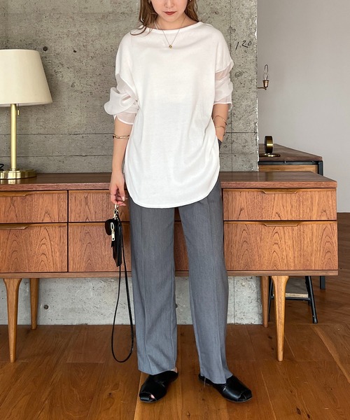 CAPRICIEUX LE&#39;MAGE - シアースリーブリブＴシャツ CAPRICIEUX LE'MAGE】シアースリーブリブTシャツ | OUTLET