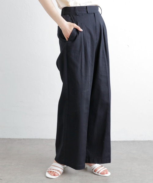 PUAL CE CIN（ピュアルセシン）の「コットンツイルタックワイドパンツ（その他パンツ・レディース・ブラック/ベージュ・FREE）」の2枚目の写真