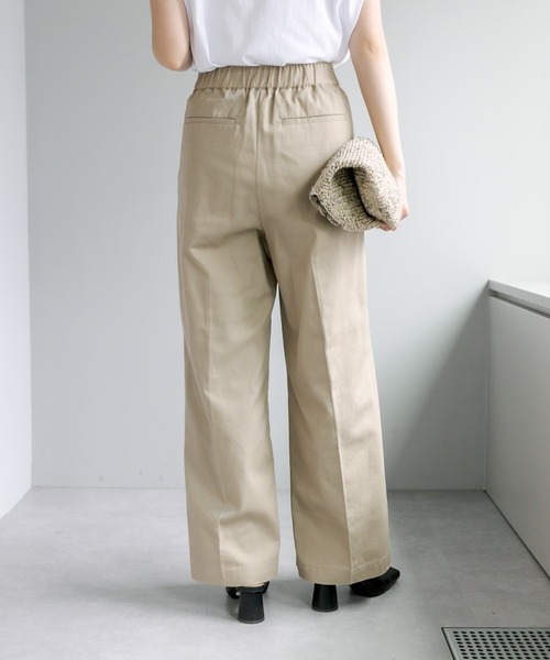 PUAL CE CIN（ピュアルセシン）の「コットンツイルタックワイドパンツ（その他パンツ・レディース・ブラック/ベージュ・FREE）」の5枚目の写真