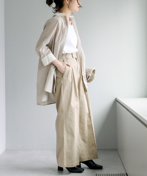 PUAL CE CIN（ピュアルセシン）の「コットンツイルタックワイドパンツ（その他パンツ・レディース・ブラック/ベージュ・FREE）」の7枚目の写真