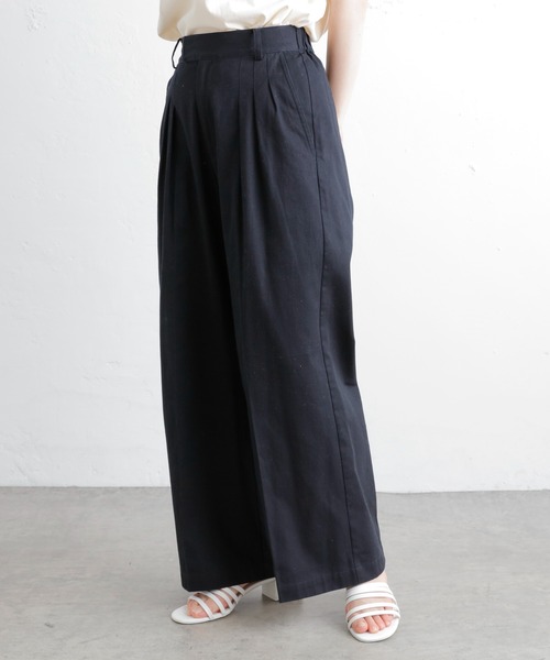 PUAL CE CIN（ピュアルセシン）の「コットンツイルタックワイドパンツ（その他パンツ・レディース・ブラック/ベージュ・FREE）」の9枚目の写真